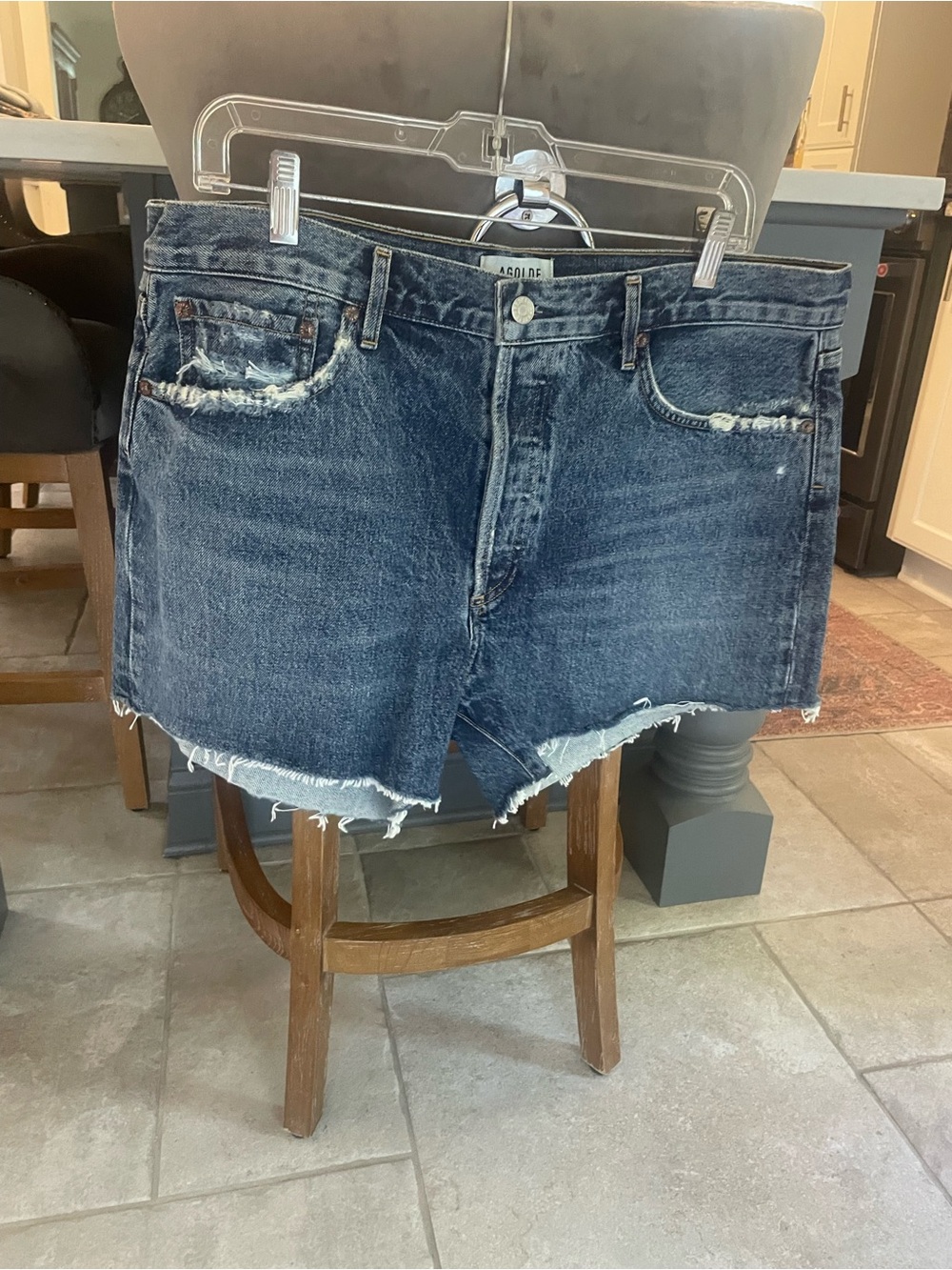 Agolde Indigo Distressed Denim Cutoff Shorts